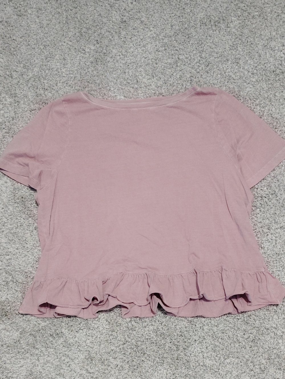 GAP Short Sleeve Ruffle-Hem Tee in Dusty Rose